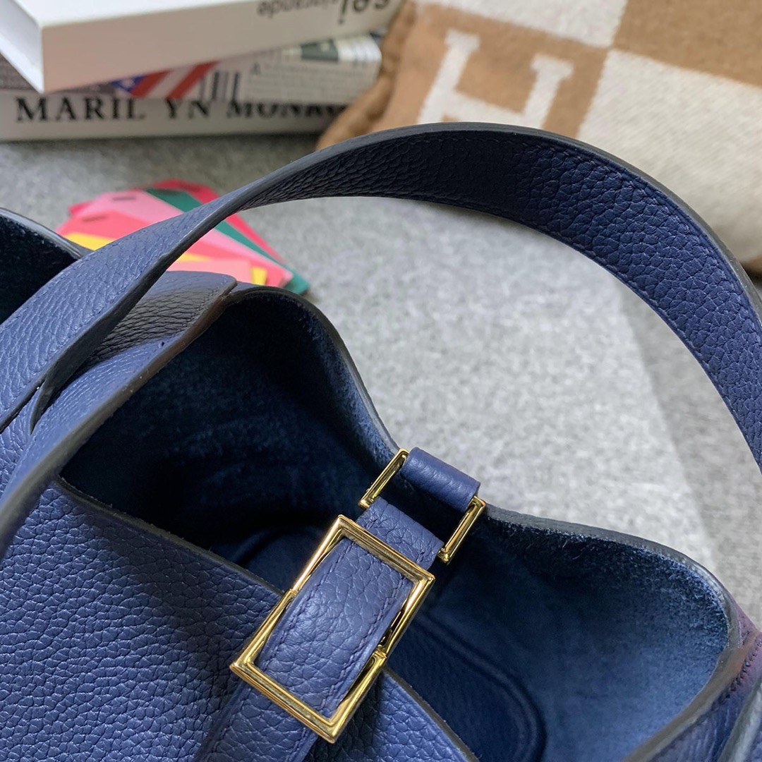 에르메스 피코탄18 사파이어블루 금장 끌레망스 가죽